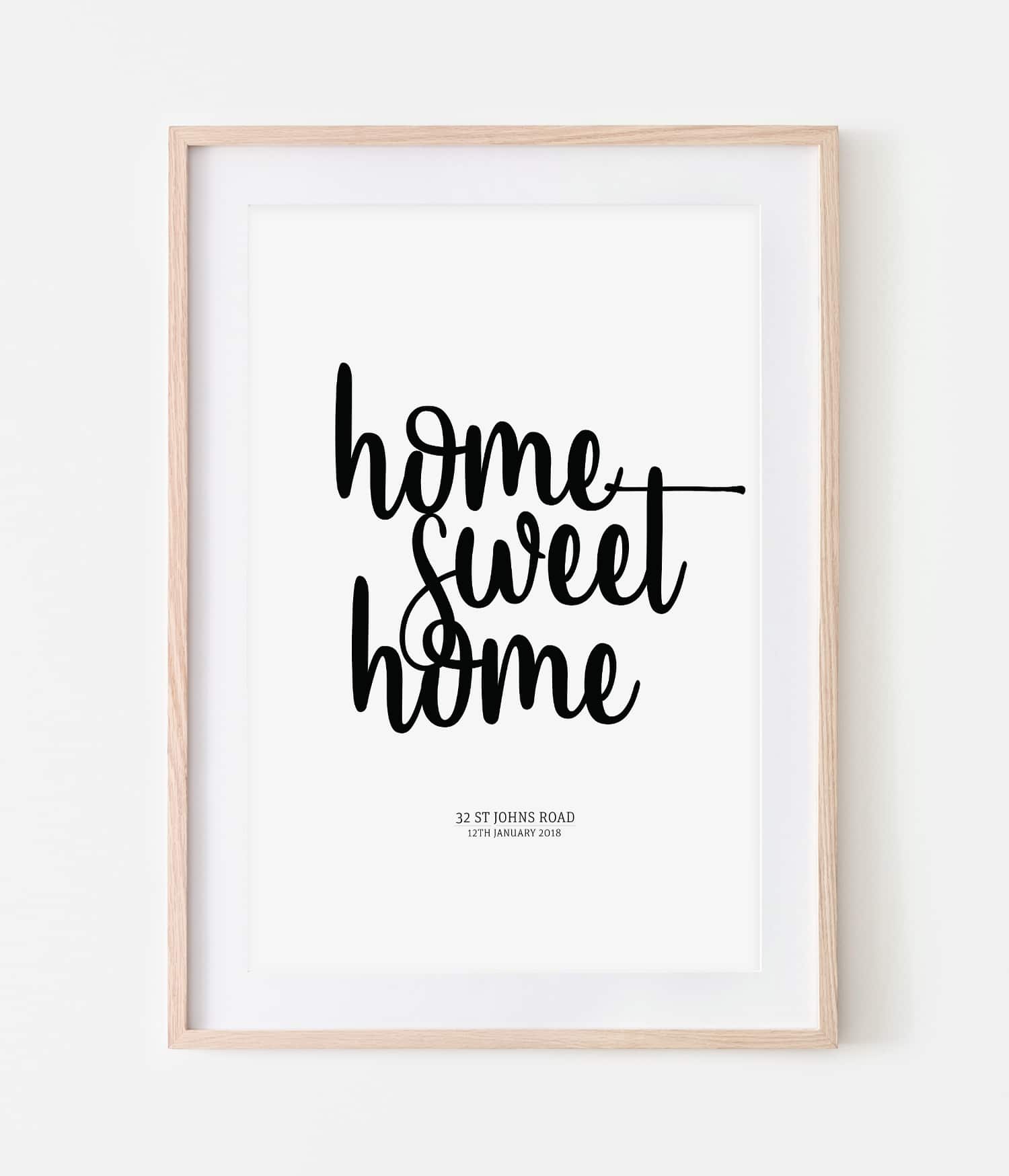 'home Sweet Home' Personalised Print – Slinky Prints